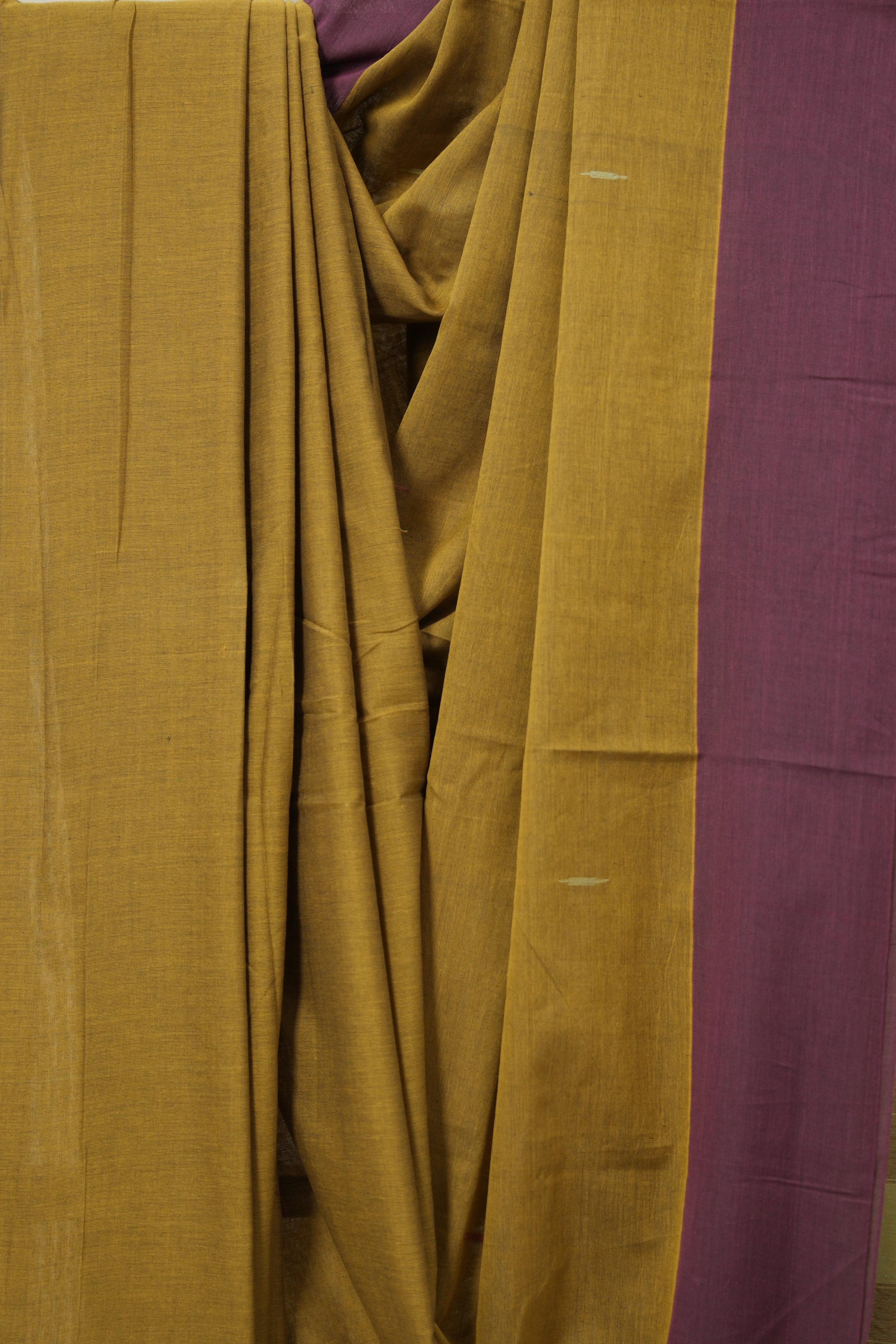 Musturd Yellow Plain Cotton Ilkal Saree - SRMYPCIS801