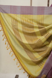 Musturd Yellow Plain Cotton Ilkal Saree - SRMYPCIS801