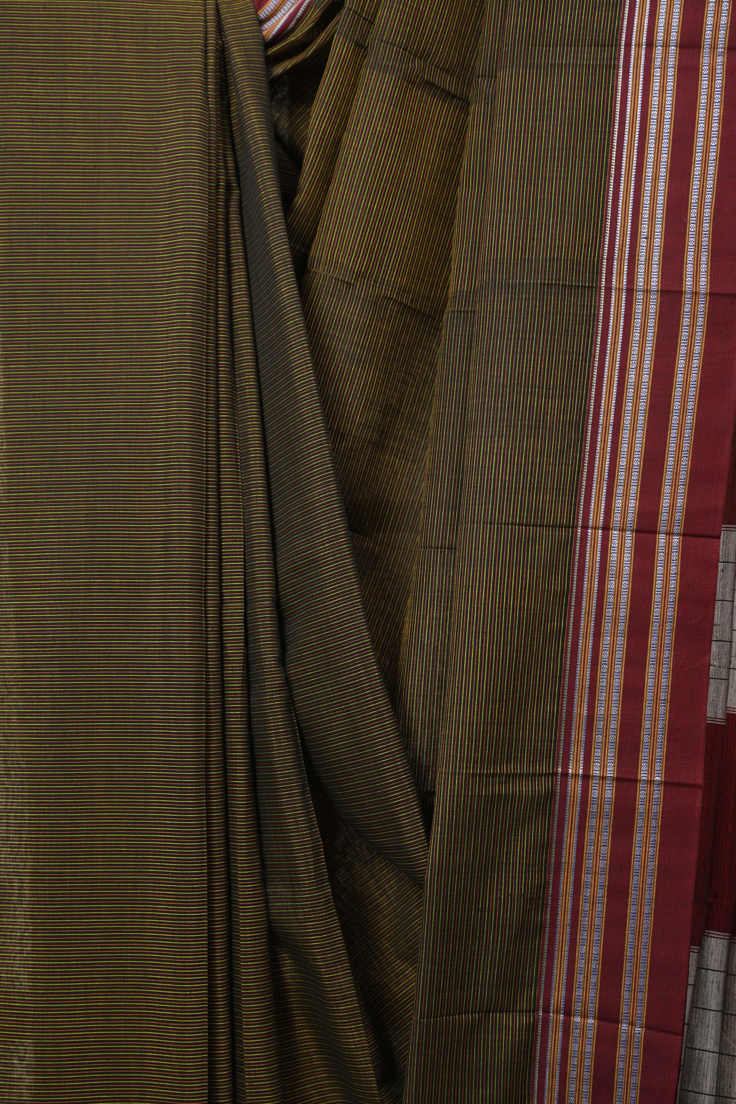 Multicolor Black Cotton Ilkal Saree - SRMBCIS874