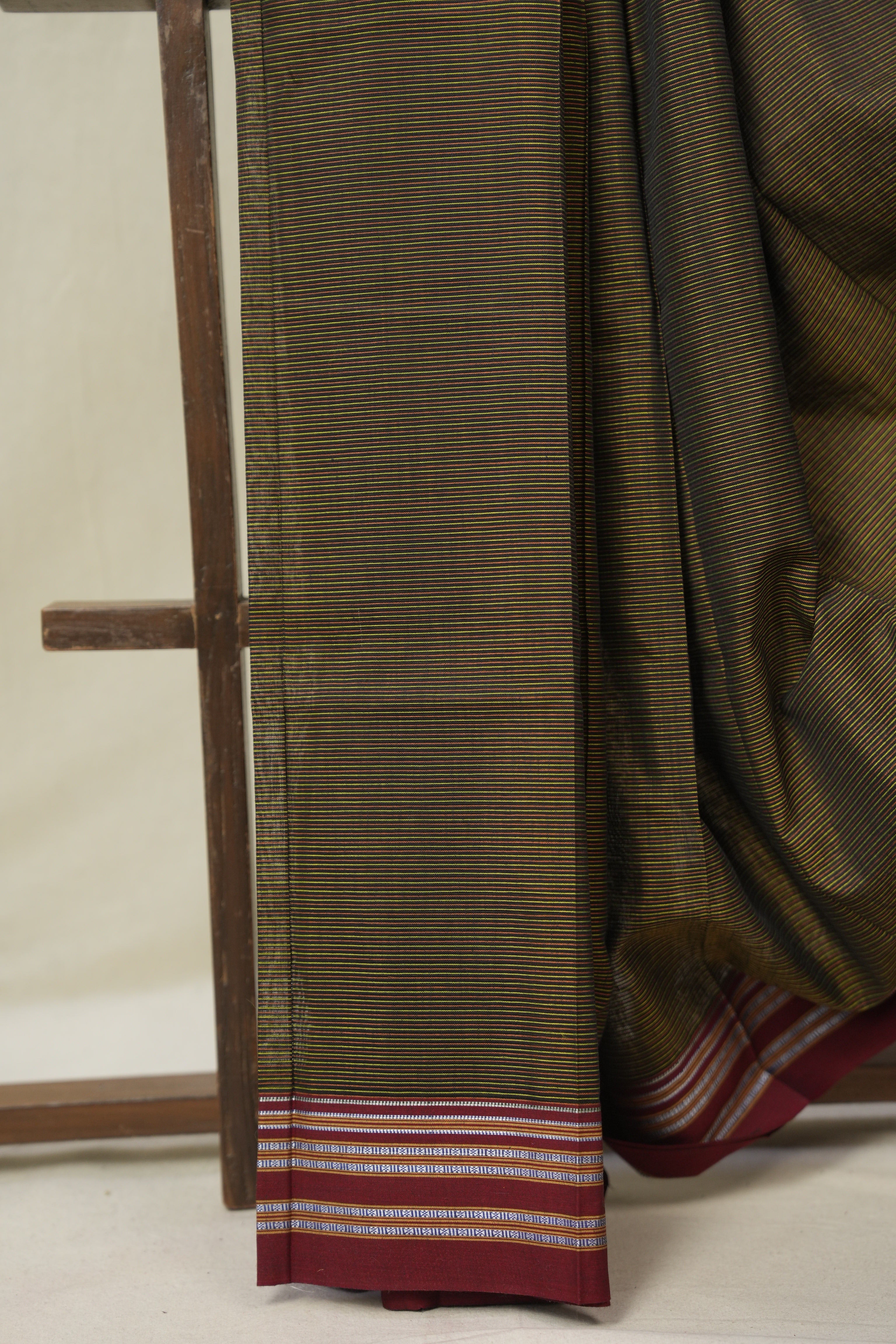 Multicolor Black Cotton Ilkal Saree - SRMBCIS874