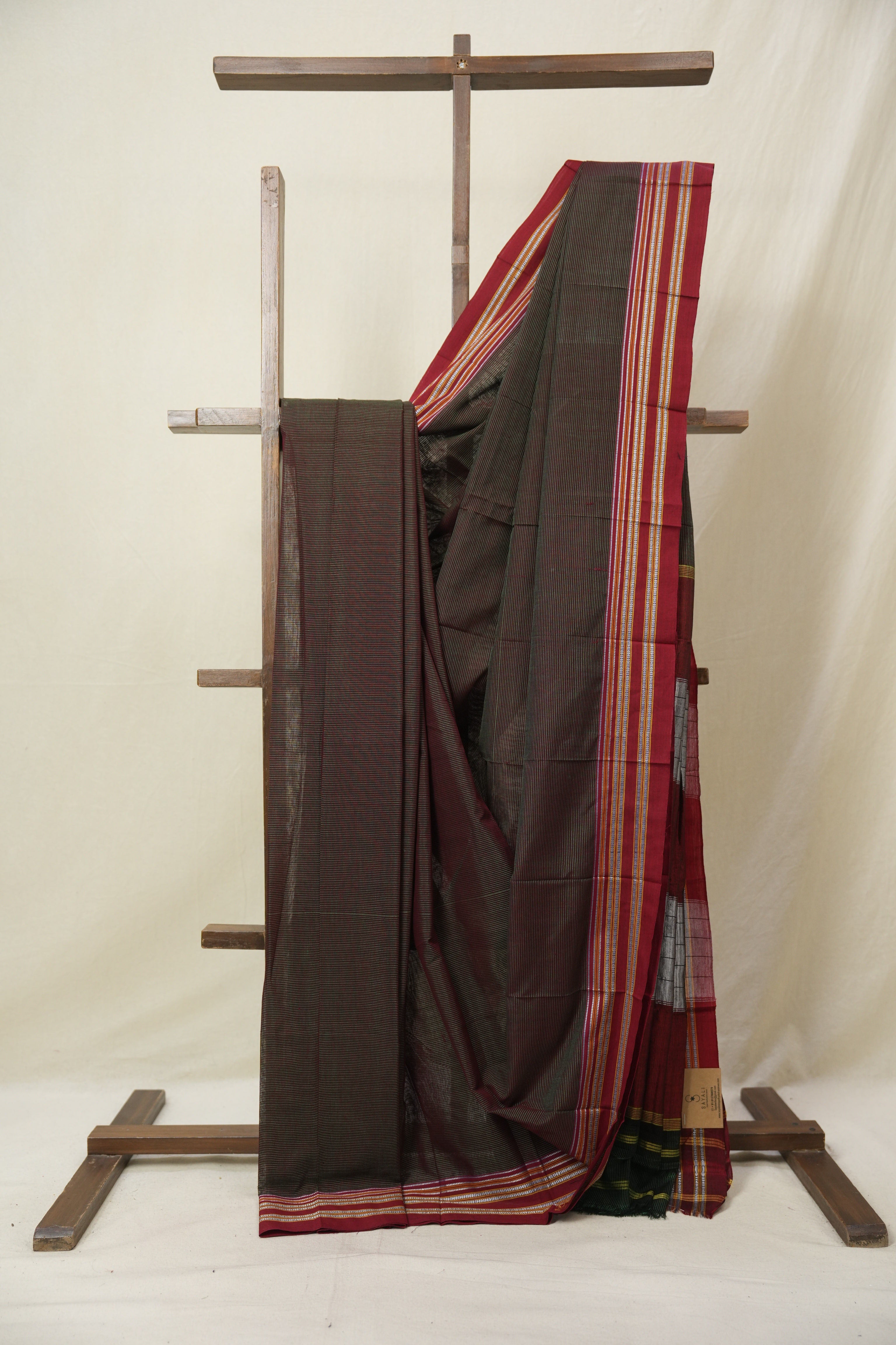 Two Tone Green Cotton Ilkal Saree - SRTTGCIS872