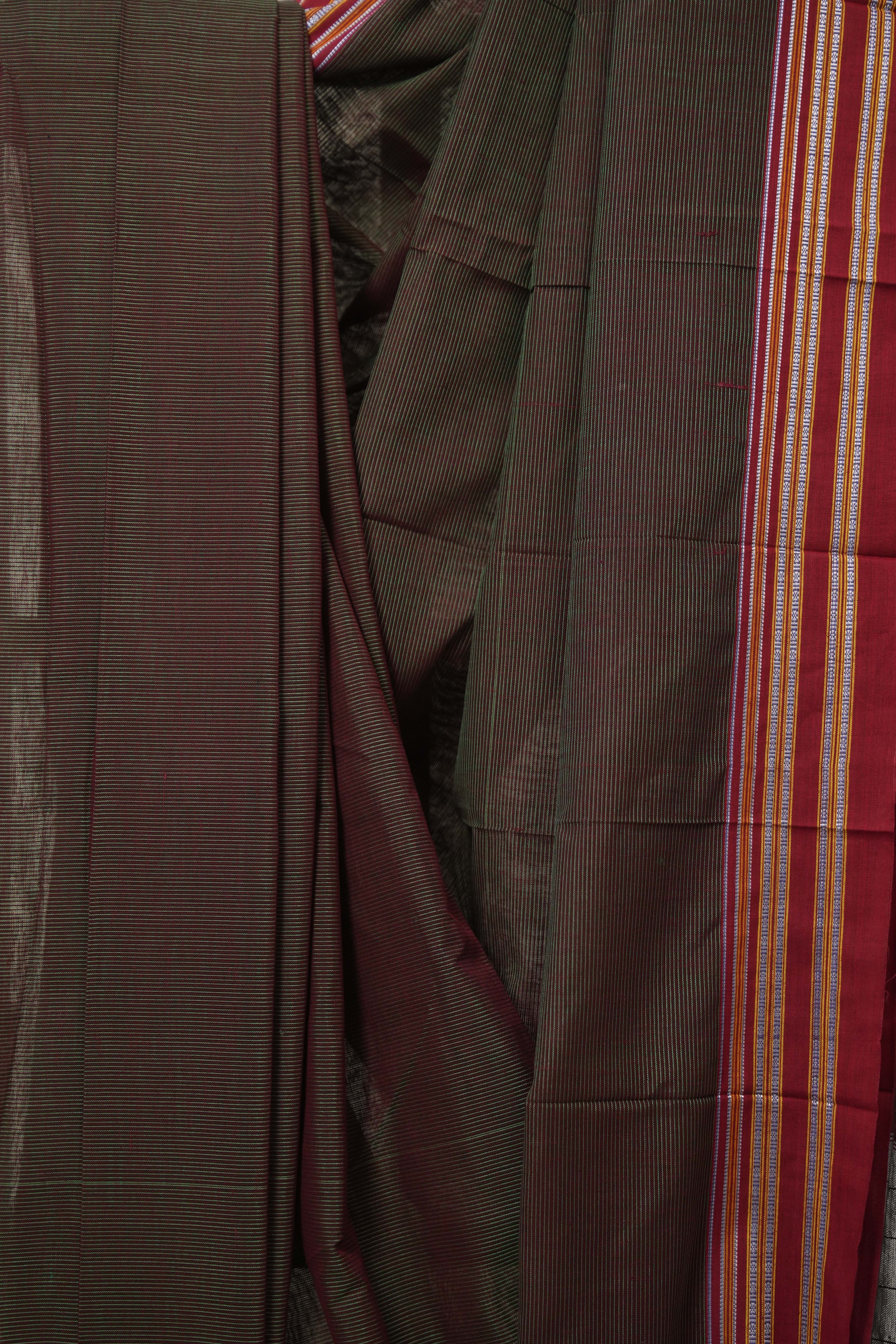 Two Tone Green Cotton Ilkal Saree - SRTTGCIS872
