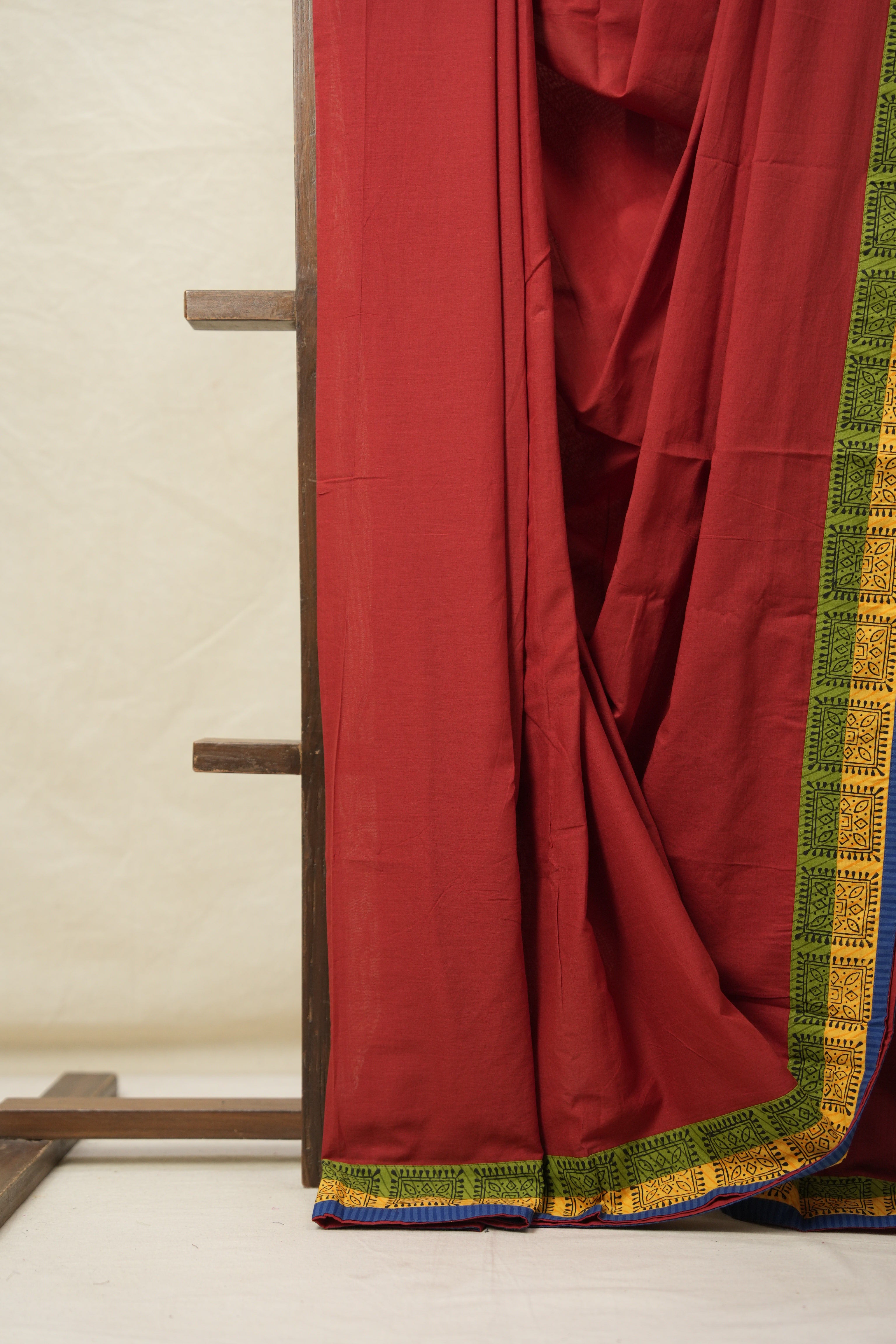 Maroon Cotton Patchwork Saree - SRMCPS277