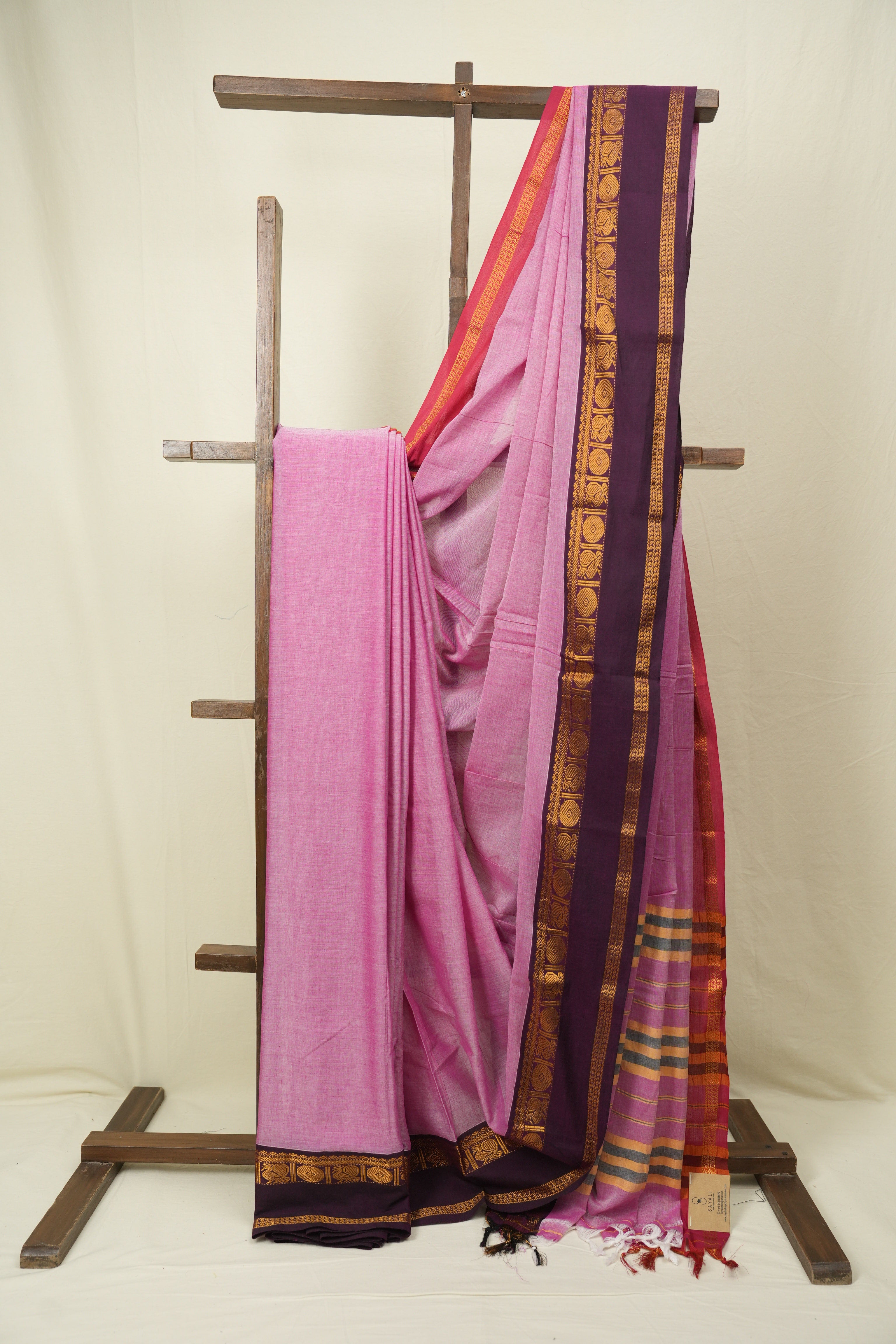 Pink Narayan Peth Cotton Saree - SRPNPCS103