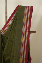 Mehendi Green Cotton Ilkal Saree - SRMGCIS871