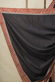 Black Cotton Patchwork Saree - SRBCPS276