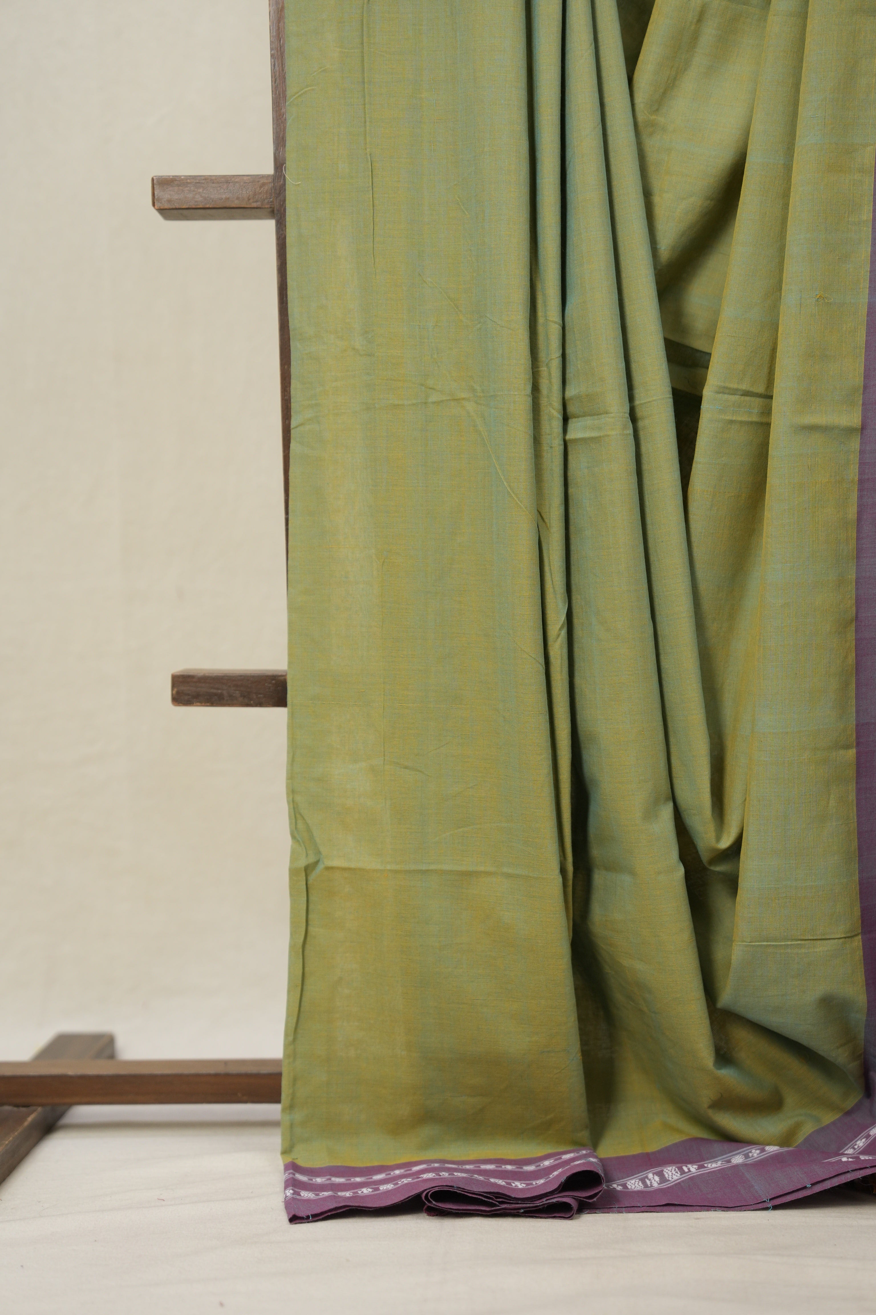 Two Tone Pista Plain Cotton Ilkal Saree - SRTTPPCIS791