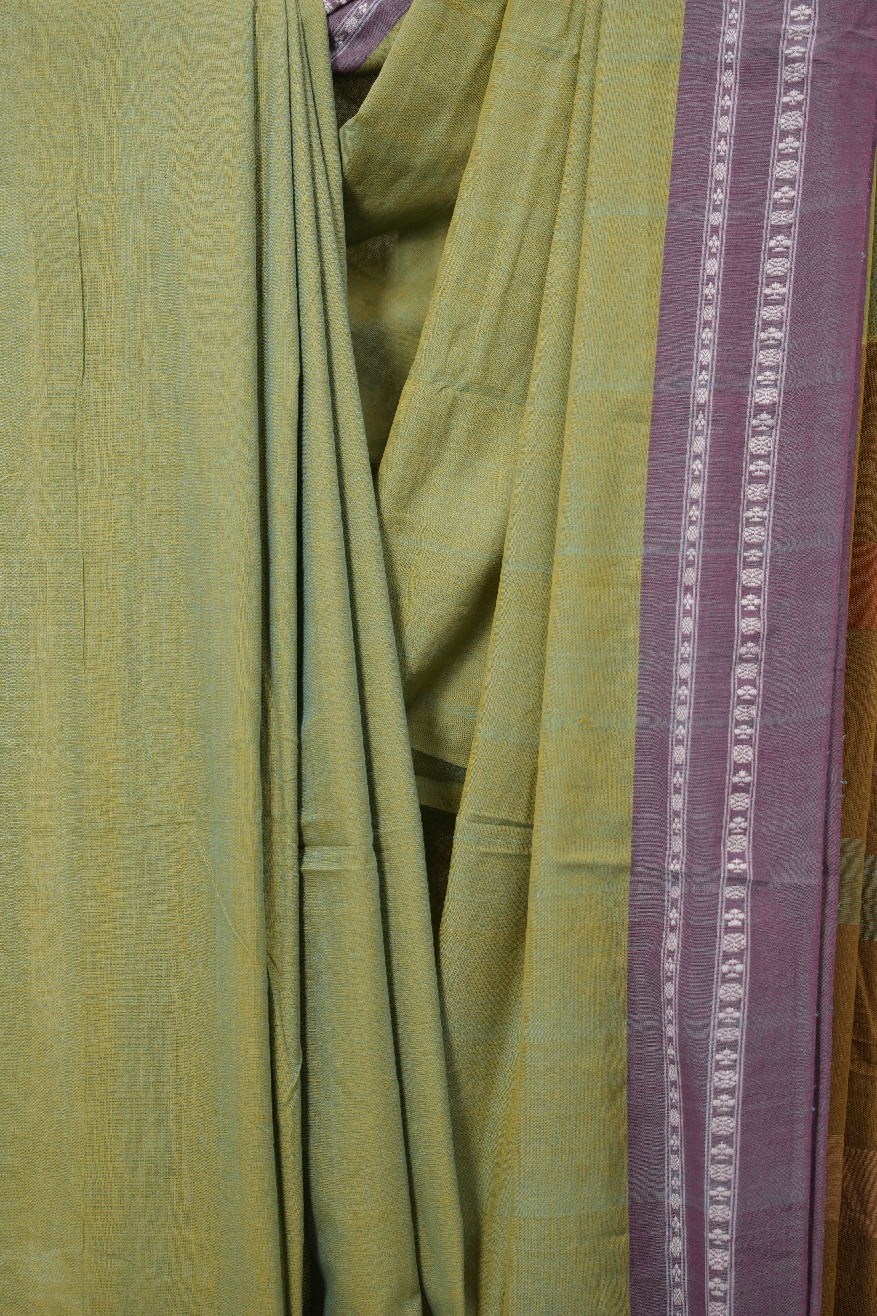 Two Tone Pista Plain Cotton Ilkal Saree - SRTTPPCIS791
