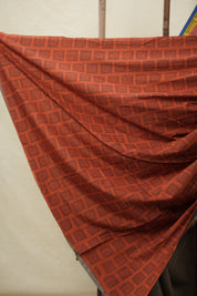 Greyish Brown Cotton Patchwork Saree - SRGBCPS275