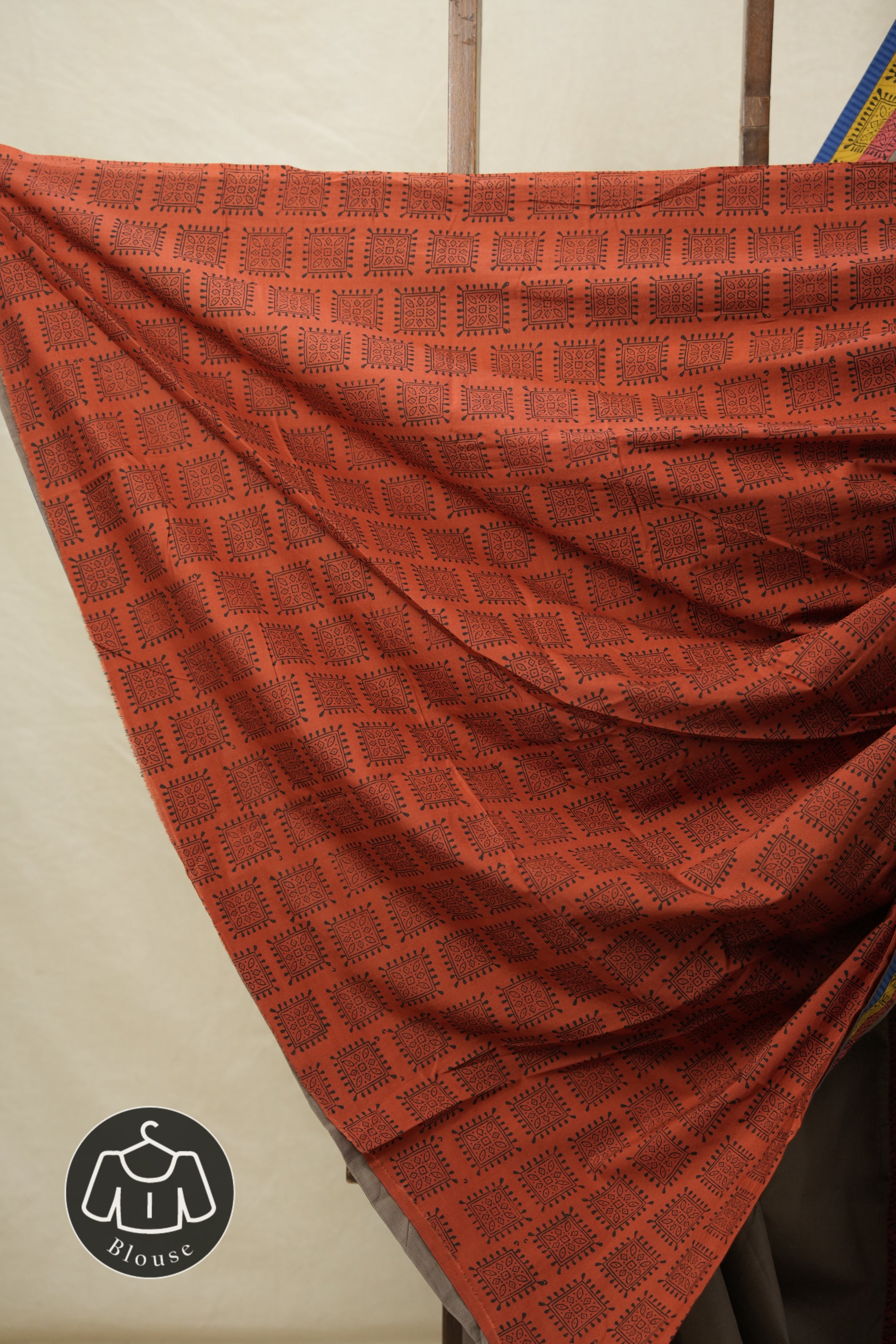 Greyish Brown Cotton Patchwork Saree - SRGBCPS275