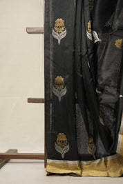 Black Pattu Chanderi Silk Saree - SRBPCSS450