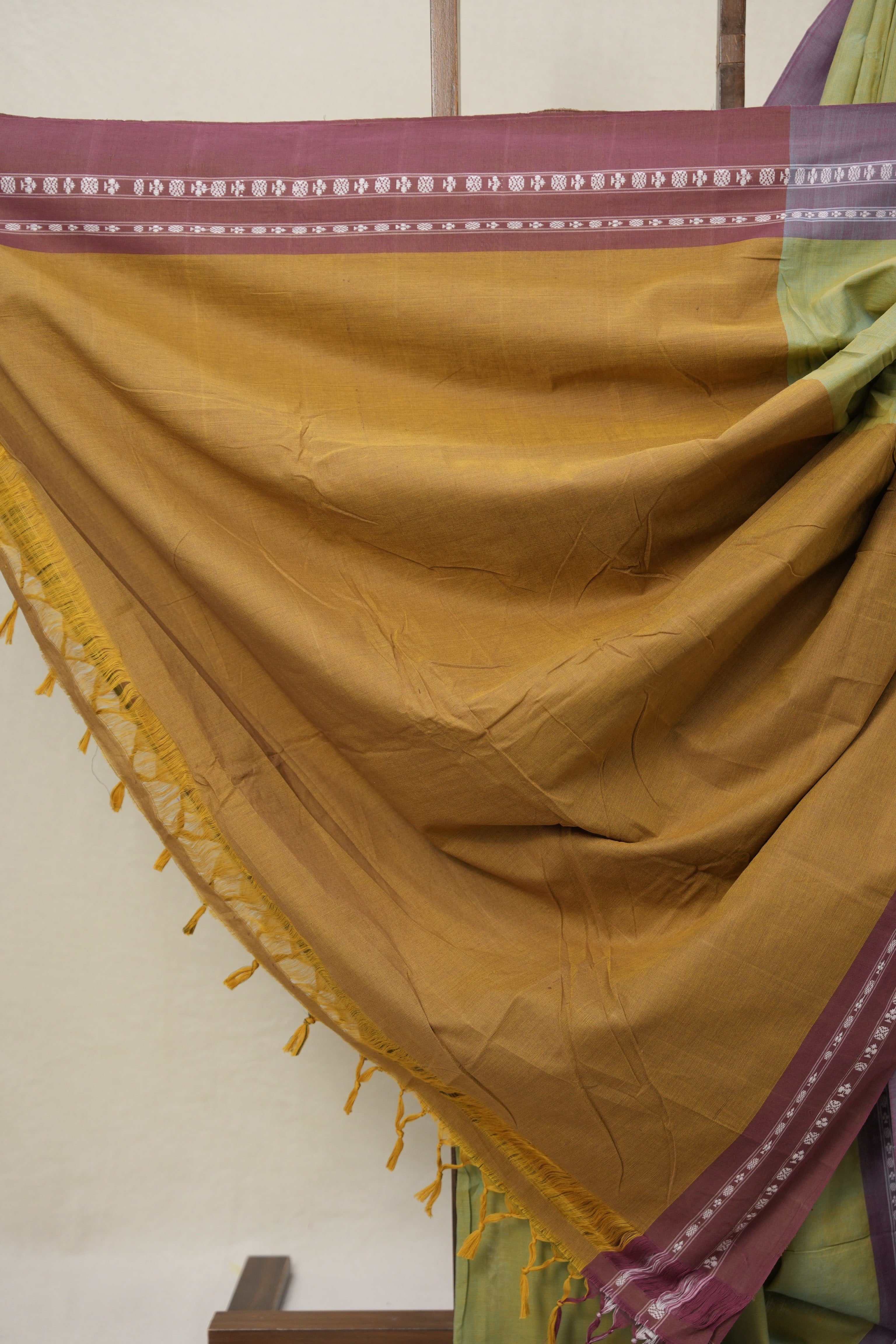Two Tone Pista Plain Cotton Ilkal Saree - SRTTPPCIS791