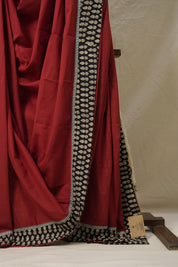 Maroon Cotton Patchwork Saree - SRMCPS274