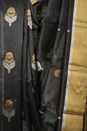 Black Pattu Chanderi Silk Saree - SRBPCSS450