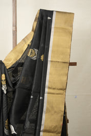 Black Pattu Chanderi Silk Saree - SRBPCSS450