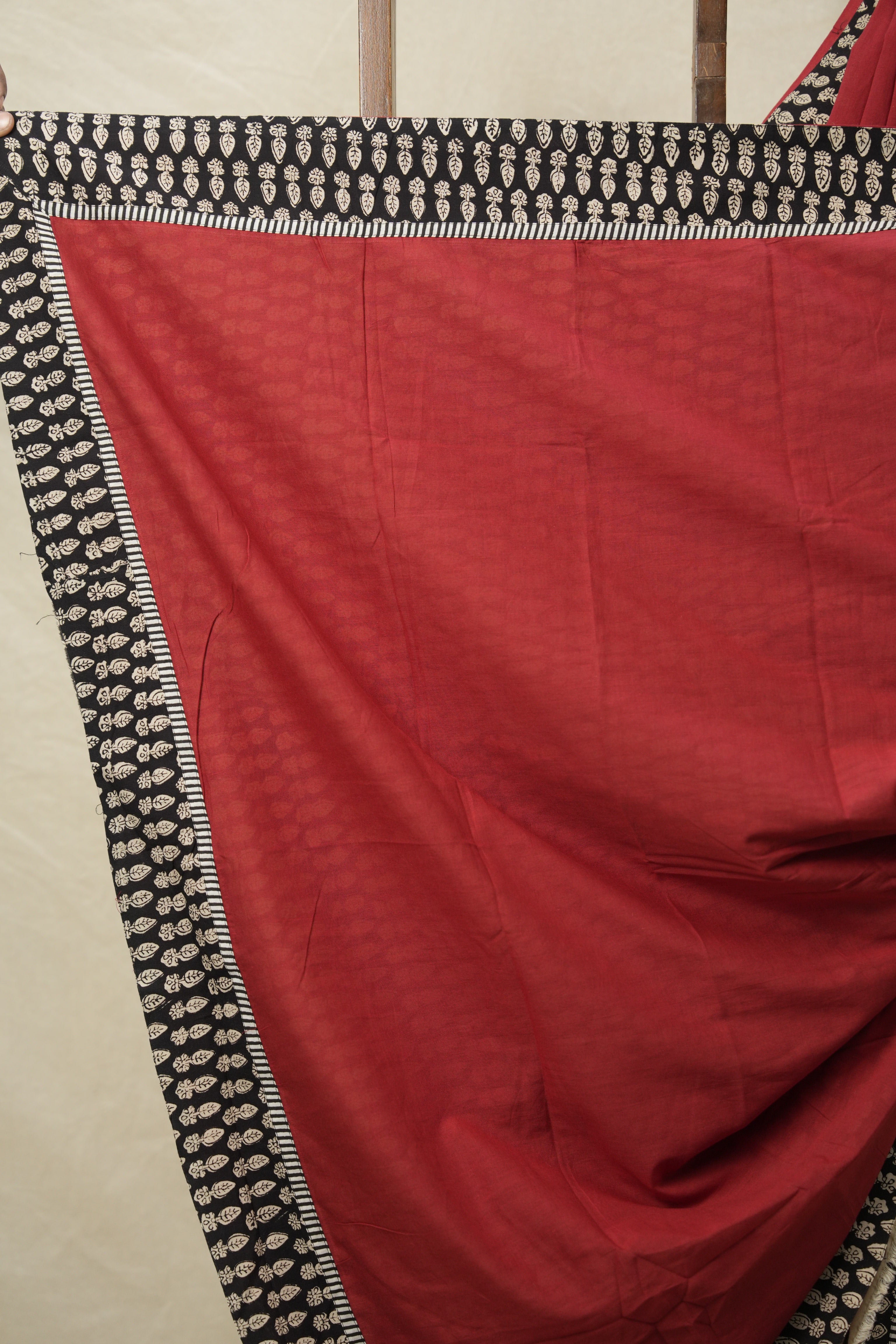 Maroon Cotton Patchwork Saree - SRMCPS274