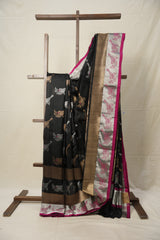 Black Sparrow Pattu Chanderi Silk Saree - SRBSPCSS451
