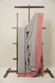 Light Grey Plain Cotton Ilkal Saree - SRLGPCIS793