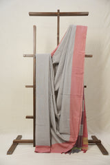 Light Grey Plain Cotton Ilkal Saree - SRLGPCIS793