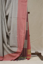 Light Grey Plain Cotton Ilkal Saree - SRLGPCIS793