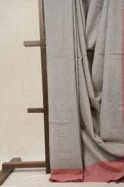Light Grey Plain Cotton Ilkal Saree - SRLGPCIS793