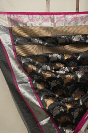 Black Sparrow Pattu Chanderi Silk Saree - SRBSPCSS451