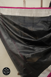 Black Sparrow Pattu Chanderi Silk Saree - SRBSPCSS451