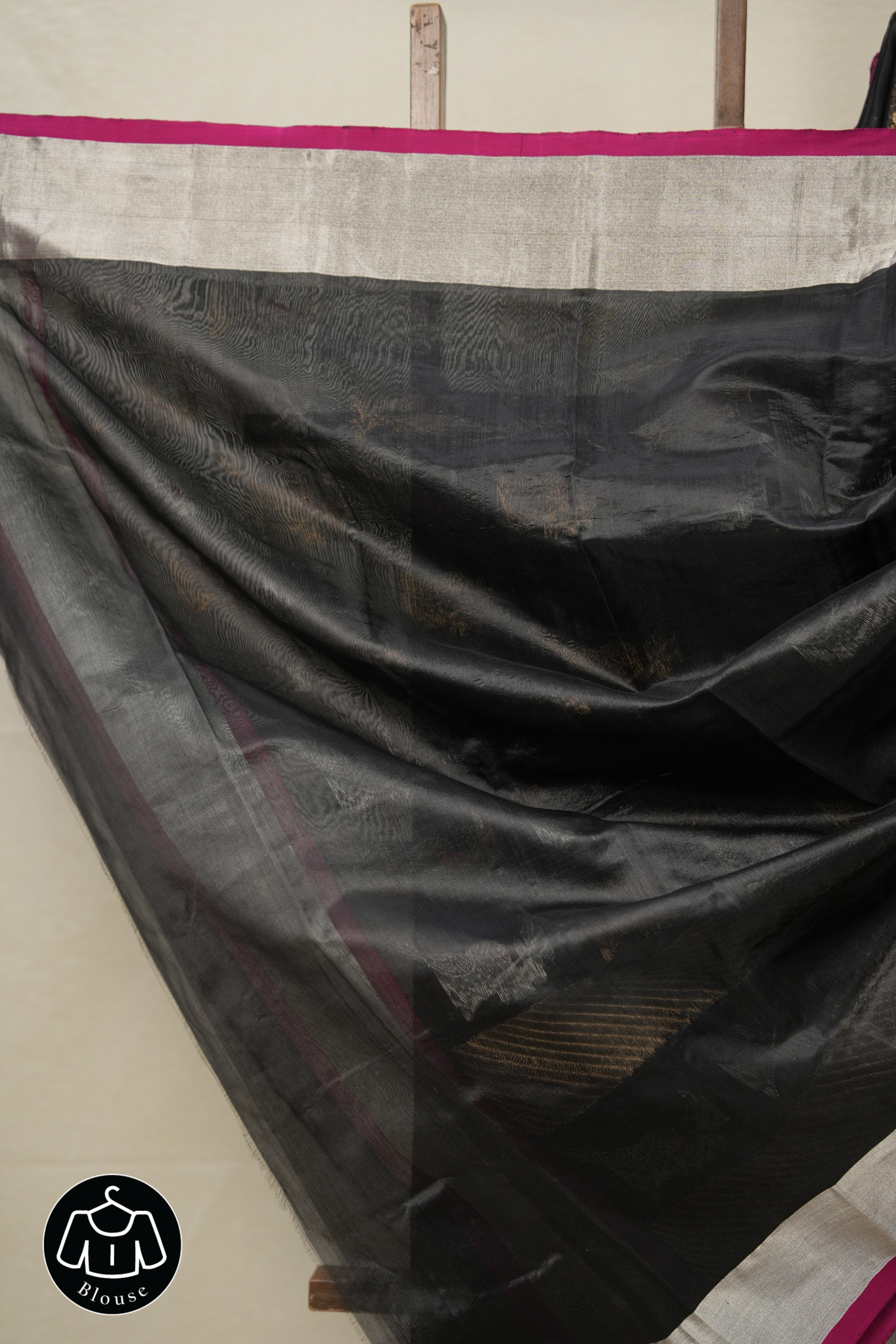 Black Sparrow Pattu Chanderi Silk Saree - SRBSPCSS451