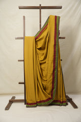 Mustard Yellow Cotton Patchwork Saree - SRMYCPS272