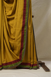 Mustard Yellow Cotton Patchwork Saree - SRMYCPS272