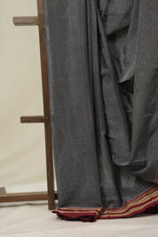 Grey Black Cotton Ilkal Saree - SRGBCIS878