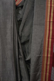 Grey Black Cotton Ilkal Saree - SRGBCIS878