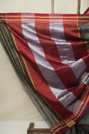 Grey Black Cotton Ilkal Saree - SRGBCIS878