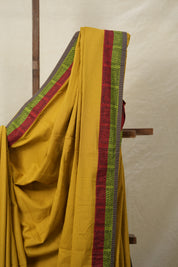 Mustard Yellow Cotton Patchwork Saree - SRMYCPS272