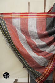 Grey Black Cotton Ilkal Saree - SRGBCIS878