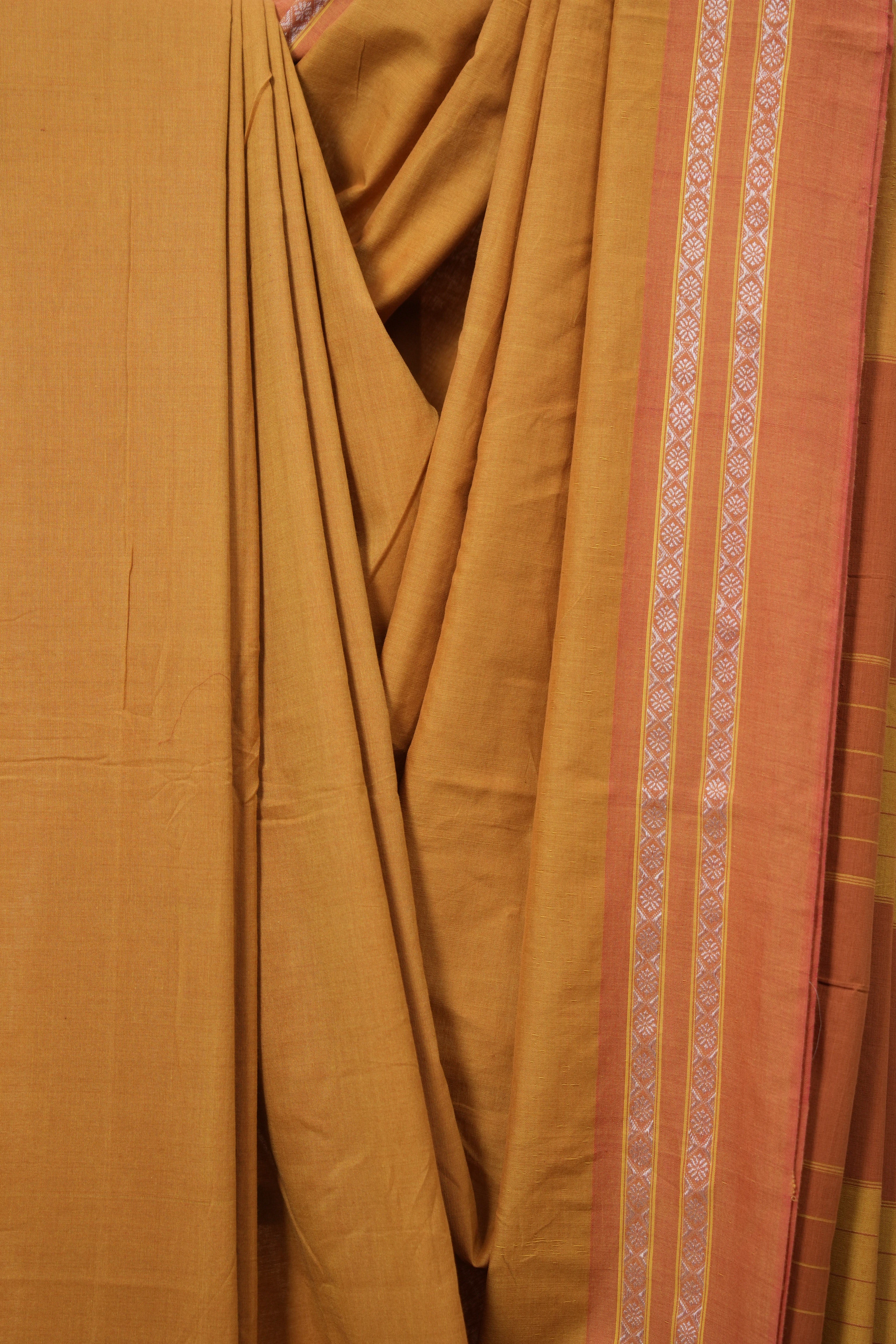 Rust Plain Cotton Ilkal Saree - SRRPCIS794