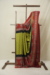 Mehendi Green HBP Modal Silk Bandhani Saree - SRMGMSBS587