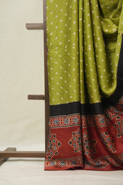 Mehendi Green HBP Modal Silk Bandhani Saree - SRMGMSBS587