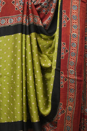 Mehendi Green HBP Modal Silk Bandhani Saree - SRMGMSBS587