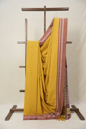 Musturd Yellow Plain Cotton Ilkal Saree - SRMYPCIS795