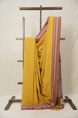 Musturd Yellow Plain Cotton Ilkal Saree - SRMYPCIS795