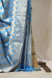 Blue Zigzag Deisgn Pattu Chanderi Silk Saree - SRBZDPCSS448