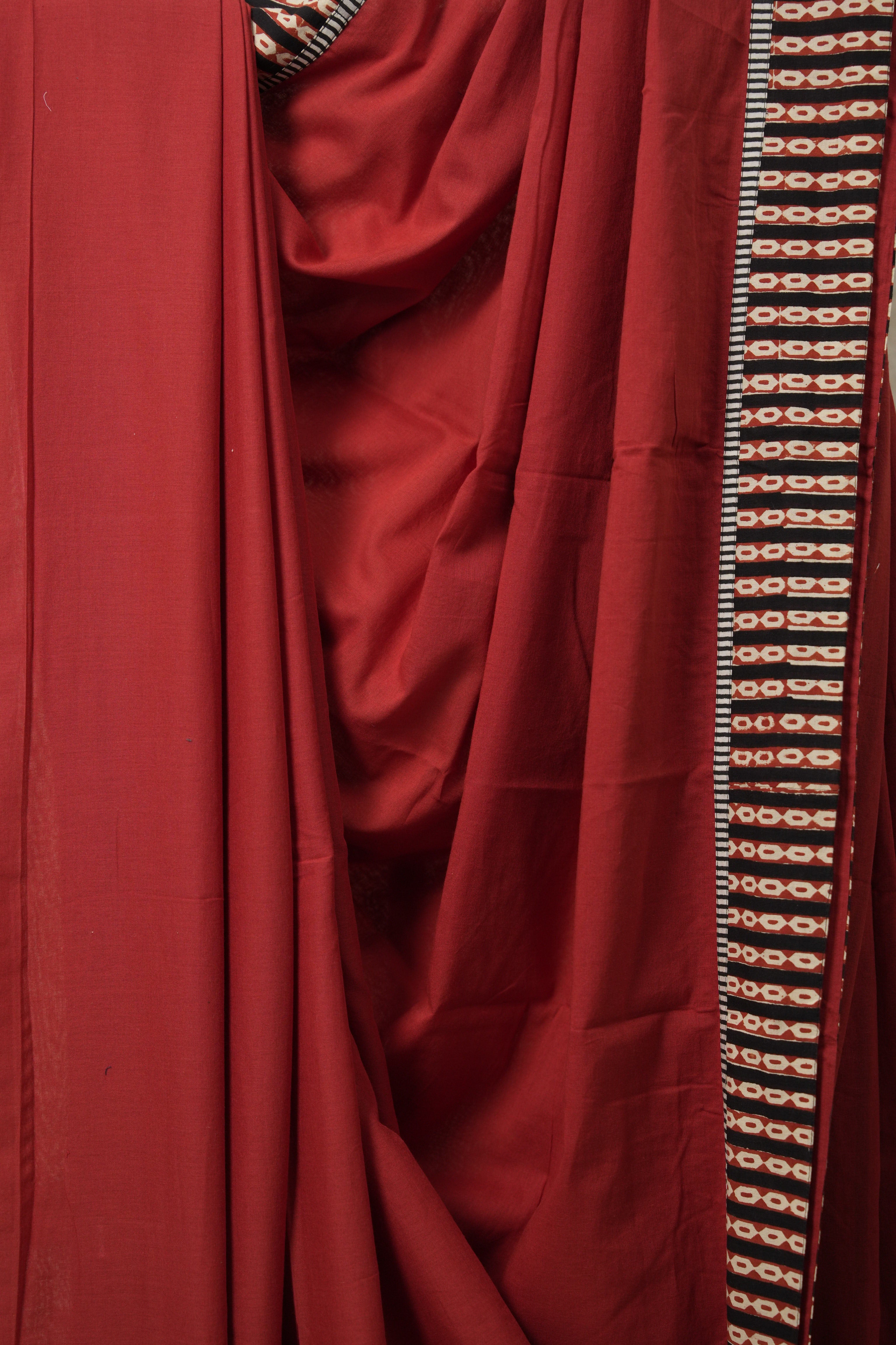 Maroon Cotton Patchwork Saree - SRMCPS271