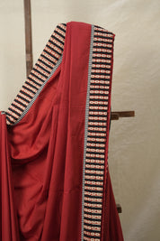 Maroon Cotton Patchwork Saree - SRMCPS271