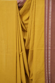 Musturd Yellow Plain Cotton Ilkal Saree - SRMYPCIS795