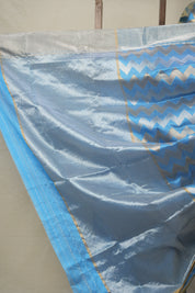 Blue Zigzag Deisgn Pattu Chanderi Silk Saree - SRBZDPCSS448