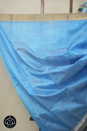 Blue Zigzag Deisgn Pattu Chanderi Silk Saree - SRBZDPCSS448