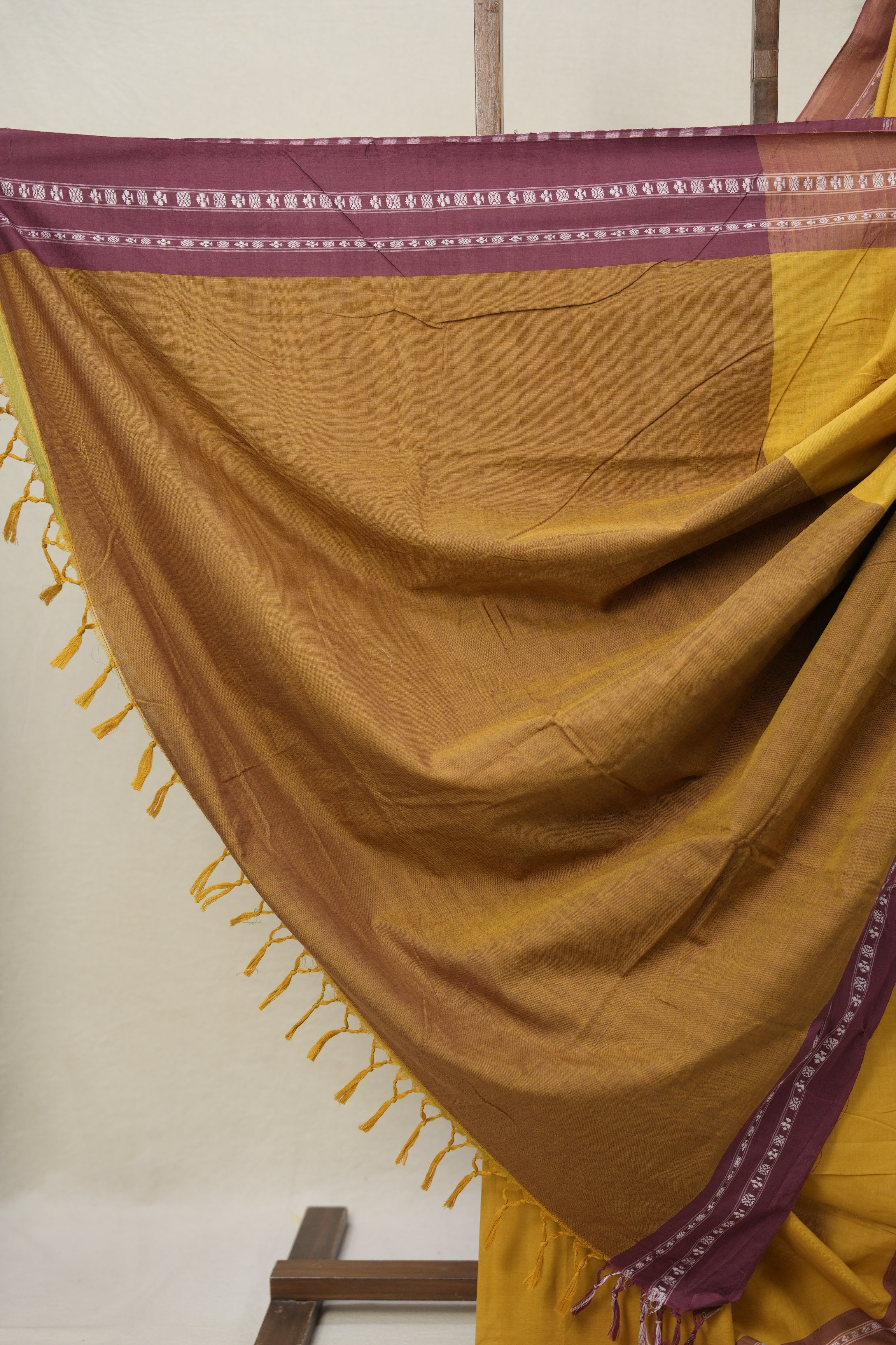 Musturd Yellow Plain Cotton Ilkal Saree - SRMYPCIS795