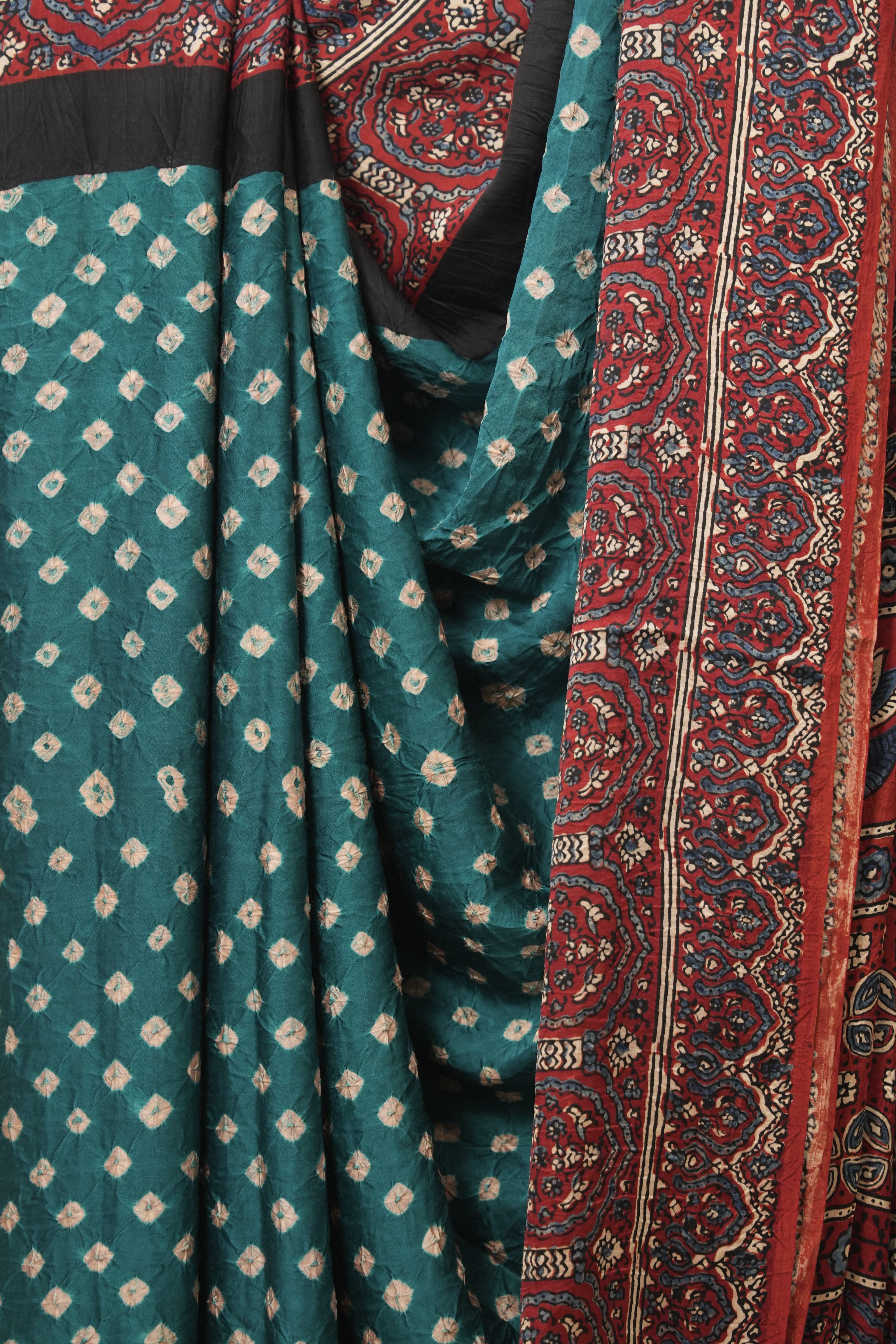 Rama Green HBP Modal Silk Bandhani Saree - SRRGMSBS586