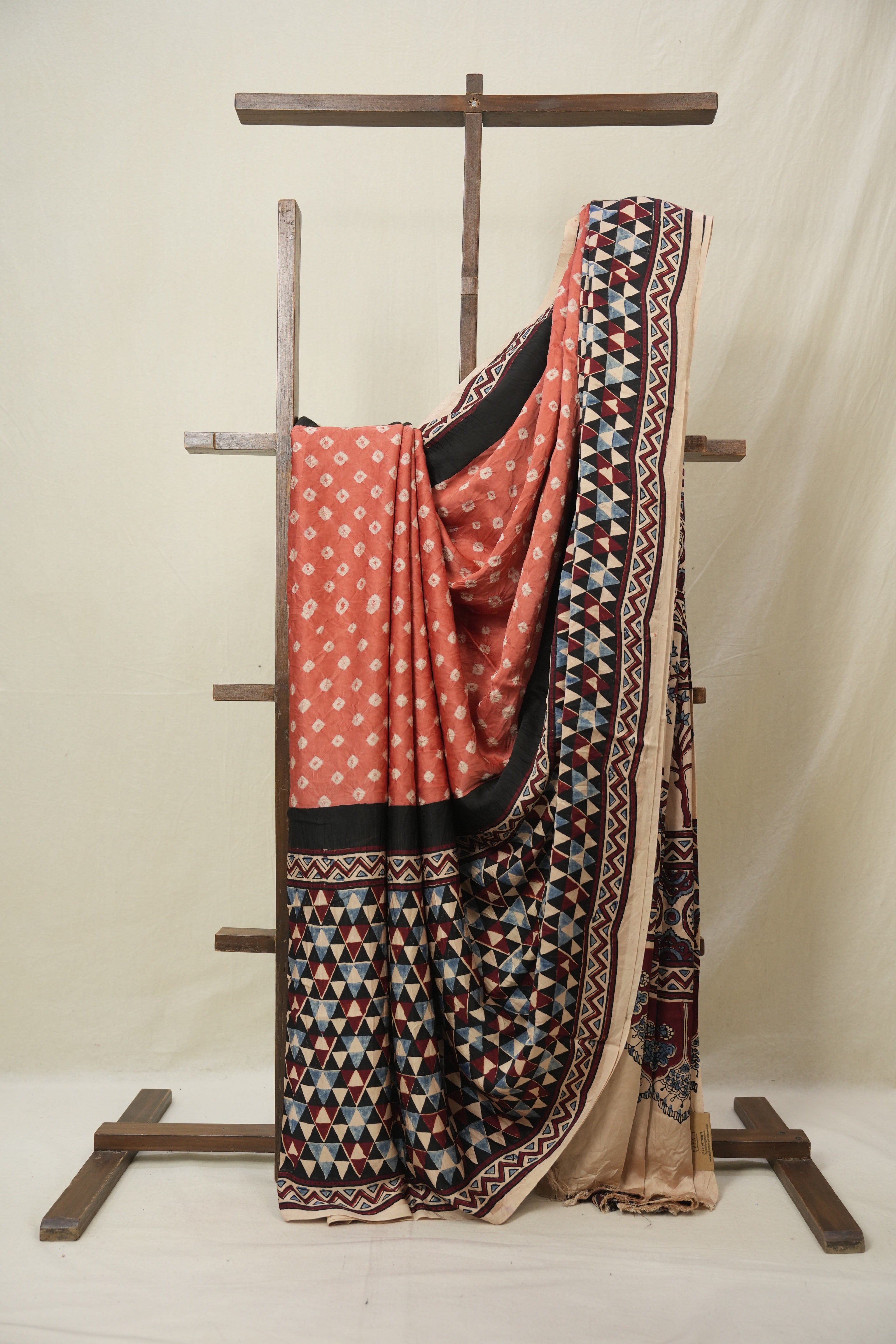 Peach HBP Modal Silk Bandhani Saree - SRPMSBS585